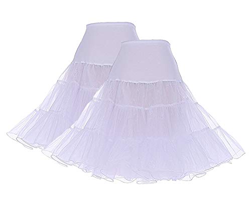 DRESSTELLS Petticoat Unterrock Damen Reifrock Dirndl Petticoats 1950er Rockabilly Kleider Pettycode Weiß Unterrock Kurz Tüllrock Meerjungfrau...