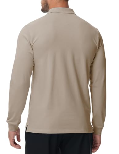 MIER Polo Shirts for Men Cotton Long Sleeve Golf Tennis Collared Shirt for Casual Work Travel, 3 Buttons, Ultra Soft3