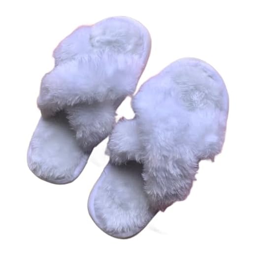 Pantufa Feminina Tipo Chinelo para Quarto – Solado Macio (Branco, BR, Adulto, Faixa Numérico, 43, 44)