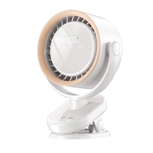 Image of [𝟏𝟓 𝐘𝐄𝐀𝐑𝐒 𝐖𝐀𝐑𝐑𝐀𝐍𝐓𝐘 Portable Desktop Fan with Clip-On & Wall-Mounted Design | Auto Oscillation, Quiet Operation & Smart Digital Display | Rechargeable Small Fan for Home, Office