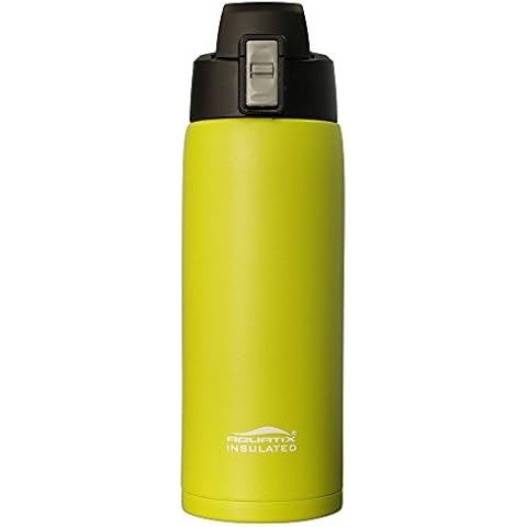 Aquatix (Vapor Lime, 21 Ounce) Yellow Light Green Pure Stainless Steel Double Wall Vacuum Insulated Sports Water Bottle with Convenient Flip Top - Keeps Drinks Cold for 24 Hours, Hot for 6 Hours Cover