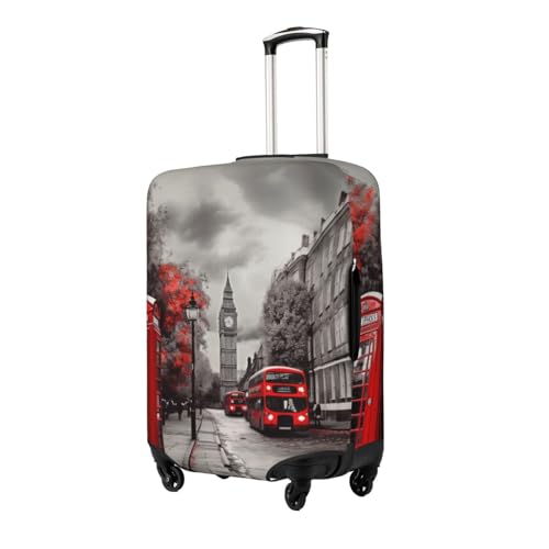 Red London Street Luggage Cover for Suitcase Tsa Approved, Washable Suitcase Protector Fits 18-32 Inch Anti-scratch Suitcase Cover Carry on Luggage Sleeve Travel Baggage Cover2