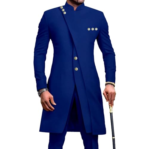 African Suits for Men Slim Fit Single Breasted Embroidery 2 Pieces Party Suit Slim Fit Groomsman Suit