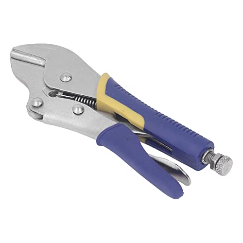 Pinch Off Pliers, Pinch Off Lock Tool, Fast Release Curved Jaw Locking Pliers, C45 Steel 7mm Straight Jaw Locking Pliers Tool, Large Clamping Force, Quick Release Rod