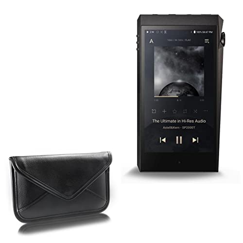 BoxWave Case Compatible with Astell & Kern A&Ultima SP2000T - Elite Leather Messenger Pouch, Synthetic Leather Cover Case Envelope Design - Jet Black