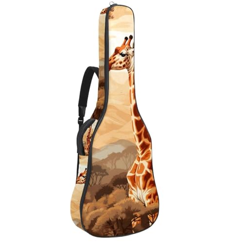 Housse pour guitare acoustique 41 pouces imperméable à motif girafe