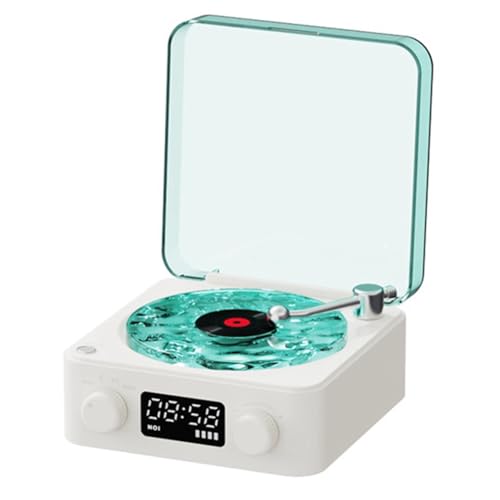 Réveil Rétro Tourne-Disque Bluetooth et Caisson de Basses Blanc