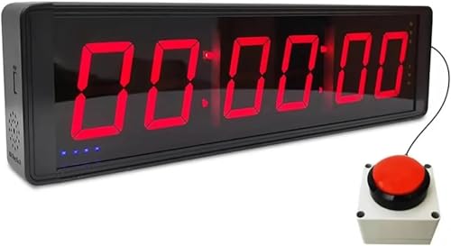 Temporizador de gimnasio LED de 6 dígitos con botón de cronómetro, cronómetro de pared digital para entrenamiento de intervalos, entrenamientos de fitness, ejercicios de velocidad