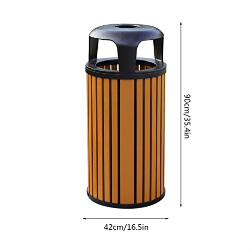 Abfalleimer für den Außenbereich, Mülleimer für den Außenbereich, Mülleimer aus Aluminiumguss, Holz, mit 3 großen Ausgießern, einfacher Mülleimer aus Metall, Abfallbehälter mit Aschenbecher, 2 Fa – Bild 3