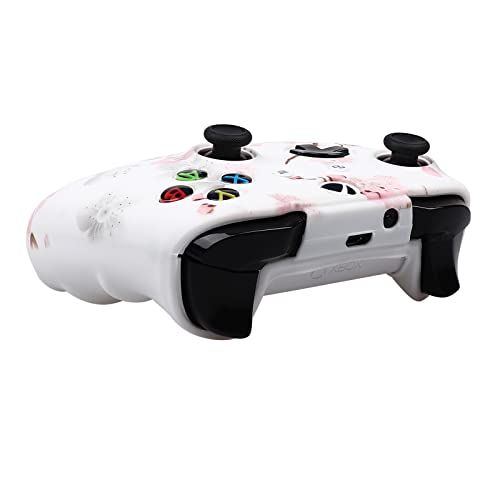 Image of RALAN Cherry Blossoms Skin, Sakura Silicone Controller Cover Skin Protector Compatible for Xbox Ones Controller (Pink Pro Thumb Grip x 2,Cat Grips x 2,Skull Cap x 2).