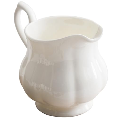 Jarra de leche de cerámica de 230ml con diseño portátil para café y postres 2