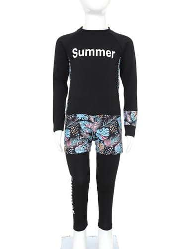 Girls Boys Swimsuit Long Sleeve Swim Top with Swim Shorts Swim Pants Set Beachwear Bathing Suit3