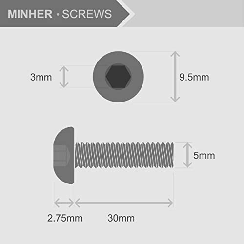 (40 sets) M5-0.8 x 30 mm Hex Socket Screws and Nuts Set 304 Stainless Steel 18-8 Round Head Screws, Silver, M5 x 30mm - Image 2