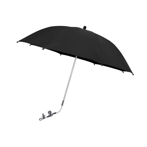 STARRY CITY Baby Pram umbrella with Adjustable Clamp,Clip on Buggy parasol,Fixing Device UPF 50+ Great for Pushchair,Strollers(Black)