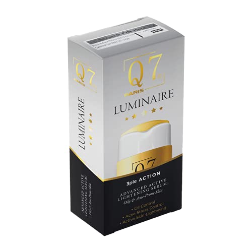 Q7Paris Luminaire 3ple Action Advanced Active Skin Lightening Serum for Sensitive skin Oily & Acne Prone Skin Effective Skin Brightening serum for face body underarm & private areas - 30ml