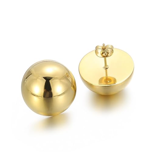 Gold Silver Half Ball Stud Earrings High Polished Round Earrings Trendy Jewelry for Women 20mm/18MM/16MM/12MM Balls