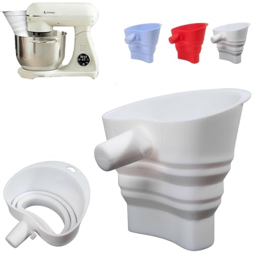 Flour Funnel for Kitchen Mixer, Flour Funnel - Easy Pour, Stand Mixer Attachment for Kitchen, No-Mess Attachment, Easy Pour Design, Enables Guided Pouring(White) (A)