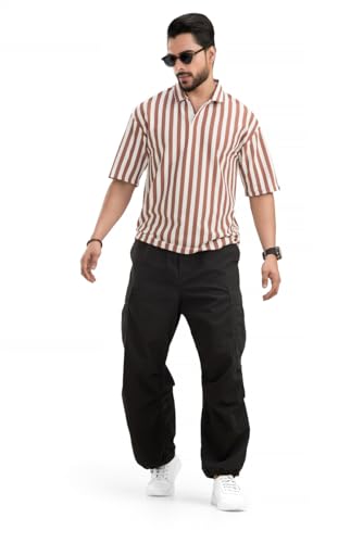 Image of Imperial Striped Off Shoulder Polo T-Shirt