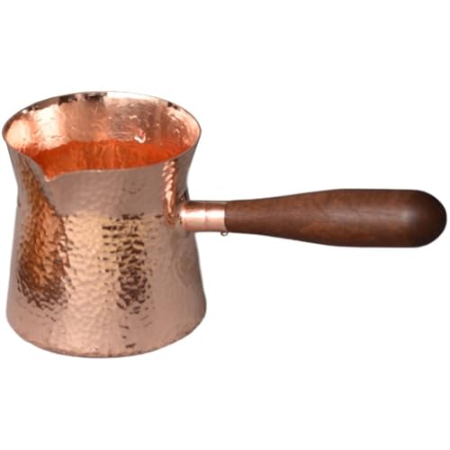 Glixoft Tetera De Cobre con De Madera, Cafetera Turca, Tetera Martillada, Cafetera para Cocina Casera, Calentamiento De De Jarabe De