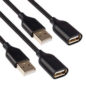 EVISTR USB Cable USB 2.0 Extension Cable 6FT 2Pack - A-Male to A-Female USB Extender Cord 5000+ Bend Lifespan for Playstation, Xbox, Printer, Scanner, Camera, Keyboard, Hard Drive