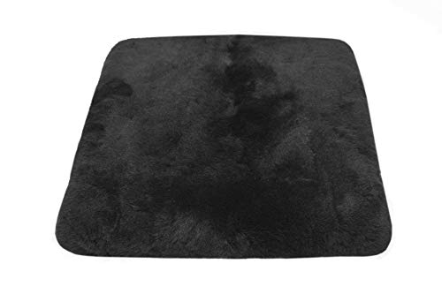 Reissner Lammfelle | SIKI-VF | echtes Merino Schaffell | Sitzpolster Autokissen Rollstuhlauflage Katzenbett | Vollfell Qualität | 40x40cm schwarz