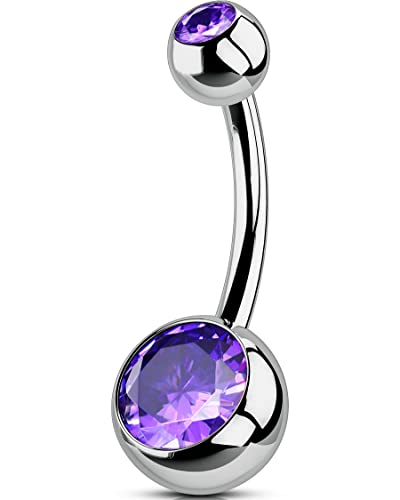 OUFER Body Piercing Bauchnabelpiercing mit Innengewinde, 10 mm, G23, massives Titan, Bauchnabelpiercing, 14 G, 1,6 mm, Zirkonia, Bauchnabelpiercing, Schmuck für Damen und Herren Cover