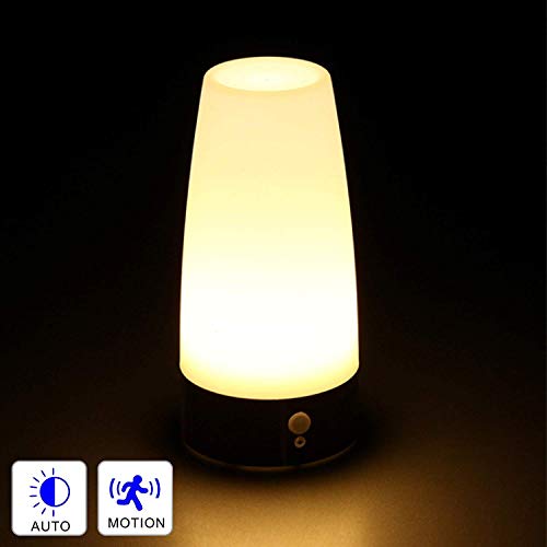 Preisvergleich Produktbild Dewanxin LED Bewegungsmelder Tischleuchte Nachtlicht LED-Tischlampe mit kabellosem PIR-Bewegungssensor verwenden 3x 1,5VAAA Batterie[Energieklasse A+] (Rund)