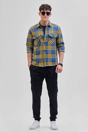Image of SNITCH Blue Checks Double Pocket Flannel Overshirt
