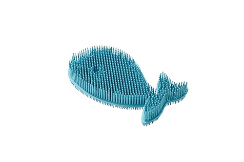 Image of Fox Run Silicone Whale Dish Scrubber, 6 inch Multipurpose Kitchen Cleaning Brush
