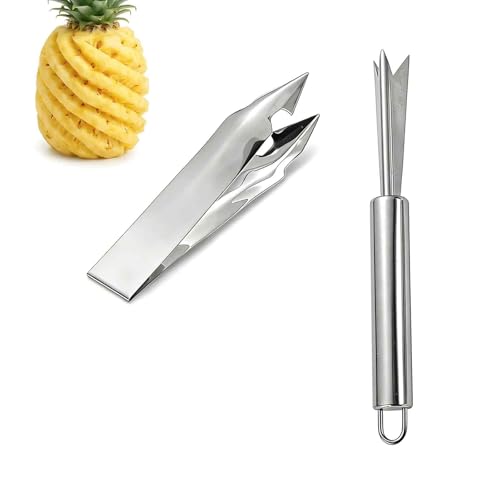 Image of 2 PCS Set, Pineapple Cutter, Efficient Pineapple Eye Remover Tool, Quick Fruit Preparation for Kitchen and Outdoor Cooking