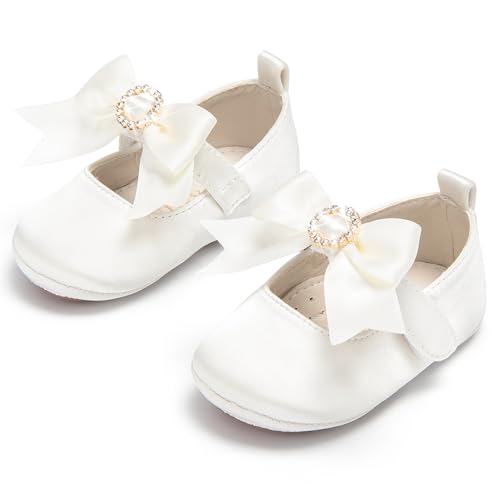 Baby Girls Mary Jane Flats - Infant Newborn Walking Shoes Soft Rubber Sole Princess Wedding3
