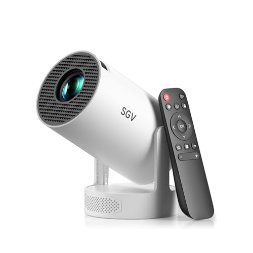 Image of SGV Smart Mini Projector for Bedroom, 4K Support, Portable Outdoor Projector with Android 12, WiFi and Bluetooth 5.2, Auto Keystone, for Home Theater Outdoor Movie