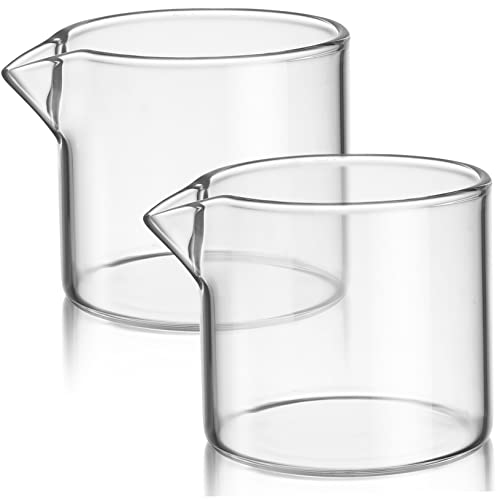 2Piezas Jarras de Leche de Vidrio Pequeñas de Recipientes de Leche sin Asa de Tarde Banquetes y Reuniones Familiares