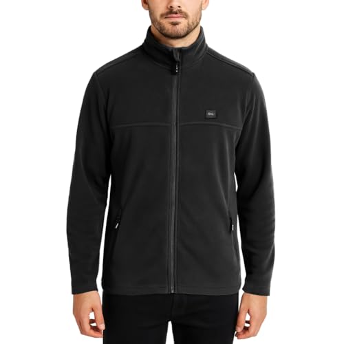 Lee Cooper Workwear Pull de Travail Homme Polaire Thermique Zippé Anti-Boulochage, Noir, 4XL