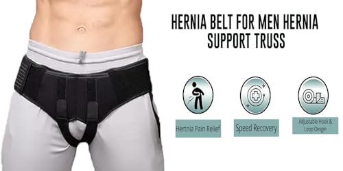 Image of TADDY Inguinal Hernia Belt For Men Hernia Support Truss with Removable Pressure Pads Double Hernia Pain Relief Comfortable Brace (Large, Black)