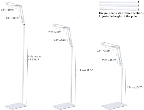 White Floor Stand for Crib Mobile Arm,3Lbs Sturdy Base,Height Adjustable175-80cm, Metal Floor Stand Compatible with Baby Crib Mobile Hanging - Image 3