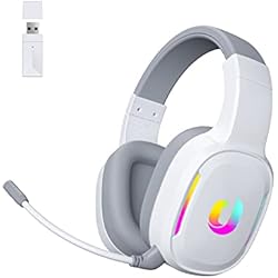 Auriculares Inalambricos 7.1 Ps4 Jeecoo G80 Auriculares Gaming Inalámbricos, 7.1 Auriculares Inalambricos Gaming de Sonido Envolvente para Juegos con Micrófono, Auriculares Inalámbricos de Baja Latencia para PS4 PS5 PC