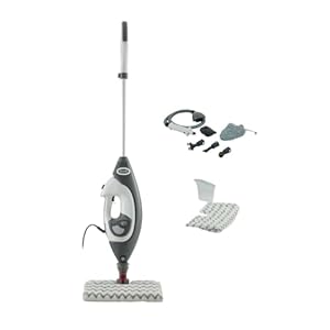 Shark Floor & Handheld Steam Cleaner, Steam Mop for Hard Floors with Klik n' Flip, Clean Tiles, Surfaces, Taps & Glass with Lift-Away, Garment Steamer & 5 Accessories, 2 Settings, Grey/White S6005UK