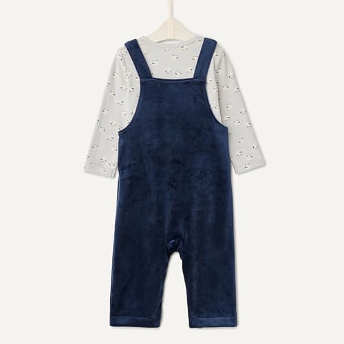 Image of Amazon Essentials x Sofia Grainge Unisex Babies' Velour Overall and Long Sleeve Bodysuit Set