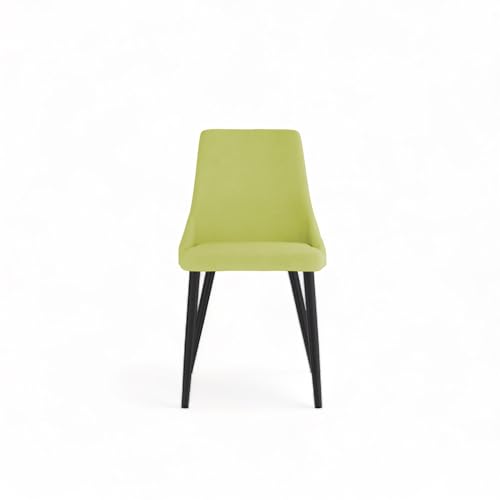 Image of Finch Fox Taskpro Modern Unique Velvet Upholstered Seating Living Room Dining Chair with Black Metal Legs in Light Green Color
