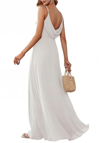 Image of Ever-Pretty Women's Summer Backless Spaghetti Strap Chiffon Bridesmaid Dresses Empire Waist Formal Wedding Guest Dress