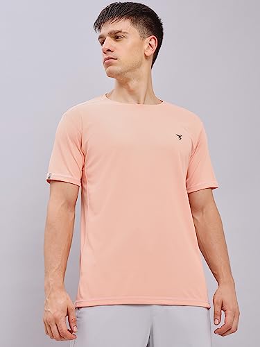 Image of TECHNOSPORT Men's Slim Fit Polyester Activewear Sports T-Shirt with Moisture-Wicking Comfort for Workout, Running & Gym