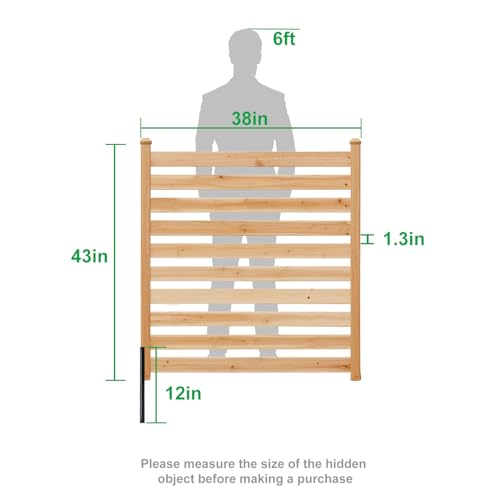 Privacy Fence Screen Outdoor, 3 Panels Wood Air Conditioner Fence for Outside Units, Pool Equipment Trash Can Enclosure 38" W x 43" H