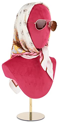 Displays2go PU Foam Mannequin Bust w/ Abstract Facial Features, Countertop - Pink (SMFBWHFUS)