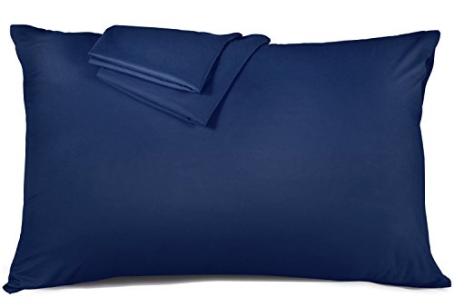 ネヤス 枕カバー 高級棉100％ 全サイズピローケース ホテル品質 10色選べる サテン織 300本高密度 防ダニ 抗菌 防臭 43x63cm ネイビー …