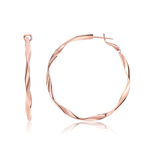 Rose/White/18k Gold Plated Hoop Earrings Lightweight Hoop Earrings For Women Loop Earrings 1in 2in