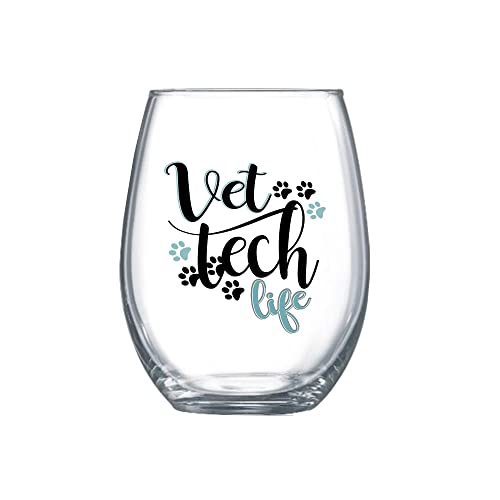 Exclusive Discount 90% Price Vet Tech Life Stemless Wine Glass Graduation Vet Technician Birthday 2022 Gifts for Women 0013