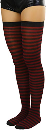 Image of ToBeInStyle Women's Opaque Hosiery Thin Striped Thigh High Long Stocking