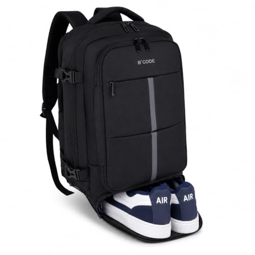 Image of B'CODE Laptop Backpack | Men & Women Travel Bag | Convertible Carry-On Luggage | Expandable Design | Shoe Compartment | Multiple Organizers | Water-Resistant Fabric