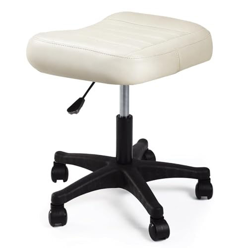 Image of Ergonomic Adjustable Under Desk Footrest,Ottoman with Wheels | 500lbs|360 swivel Silent PU casters|Thick 2.36 inch Seat| Rolling Stool with Wheels for Massage,Salon,Spa,Clinic,Office,Home